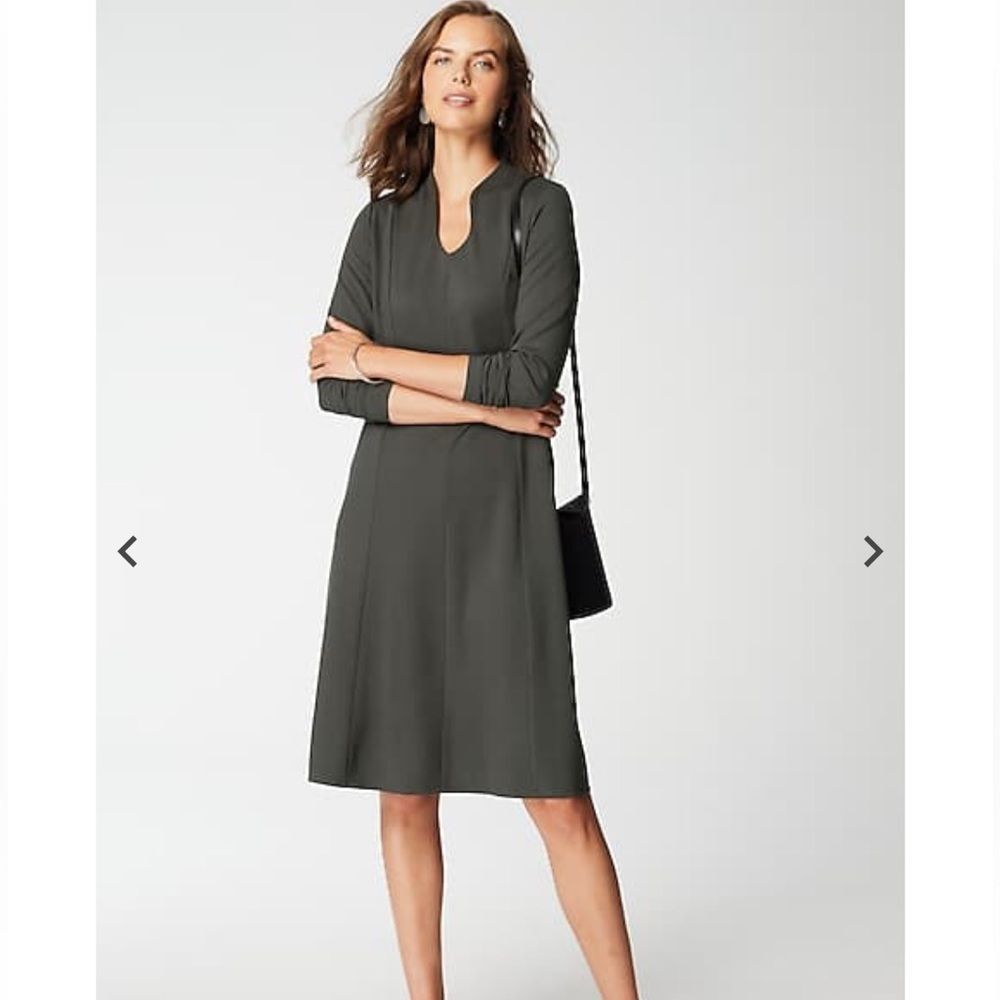 J.Jill Wearever Double-Face Jersey Dress Grey Leas long sleeves L NWT in pkg